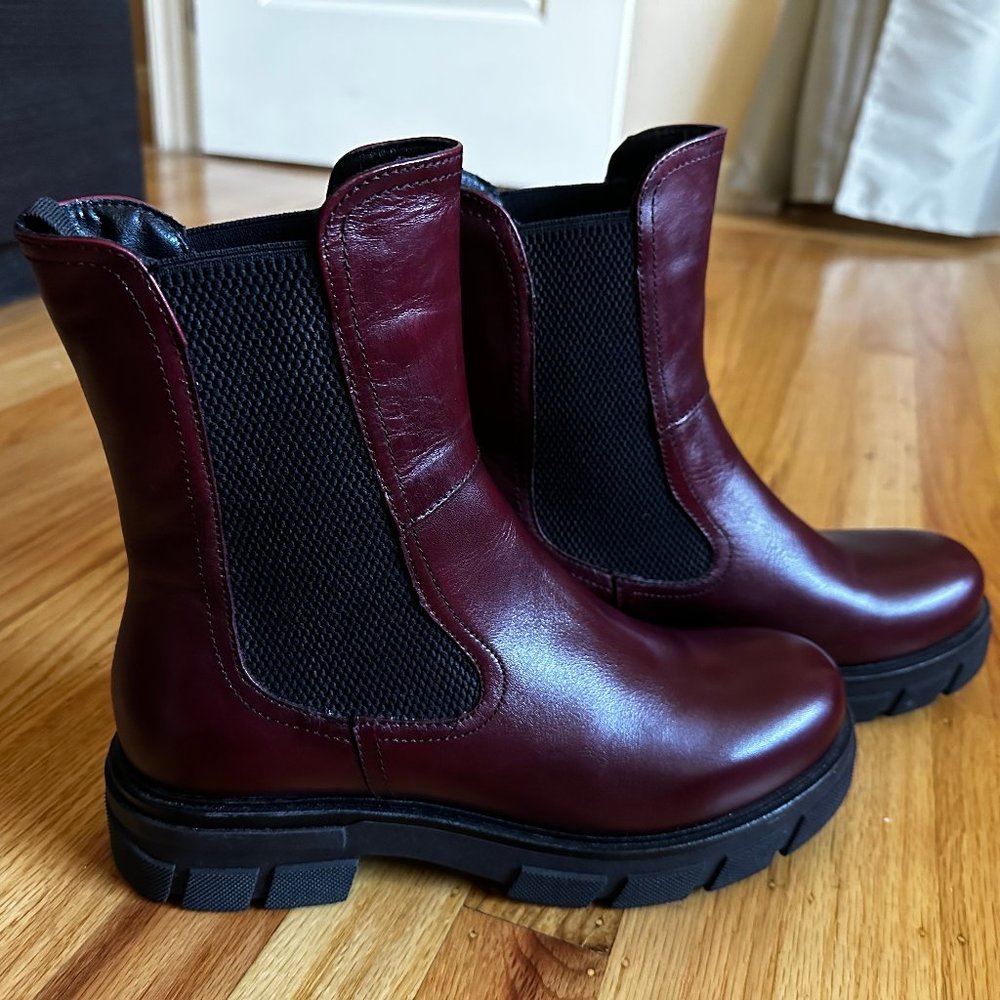 Red leather Chelsea Boots
